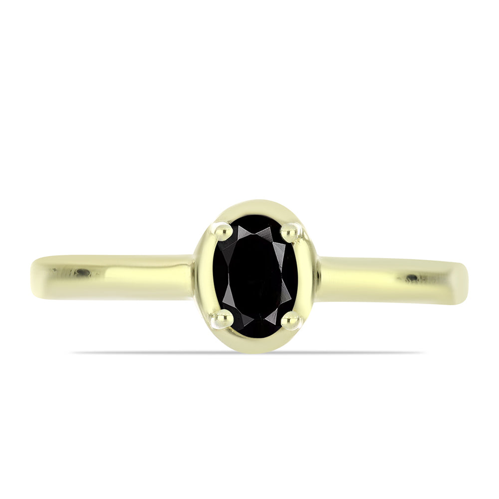 Inel din Argint 925 Placat cu Aur ( 2.08 grame ) cu Onix Negru Suwar 0.47 Carate 1 