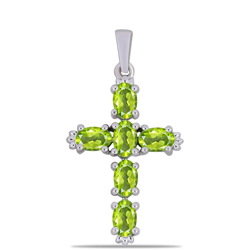 Cruce Pandantiv din Argint 925 ( 1.8 grame ) cu Peridot Changbai 1.42 Carate 1 
