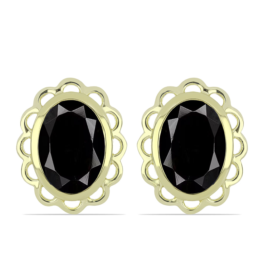 Cercei din Argint 925 Placat cu Aur ( 5.13 grame ) cu Onix Negru Suwar 13.81 Carate