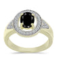 Inel din Argint 925 Placat cu Aur ( 4.28 grame ) cu Onix Negru Suwar și Topaz Alb 1.83 Carate