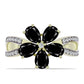 Inel din Argint 925 Placat cu Aur ( 3.28 grame ) cu Onix Negru Suwar și Topaz Alb 2.97 Carate