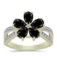 Inel din Argint 925 Placat cu Aur ( 3.28 grame ) cu Onix Negru Suwar și Topaz Alb 2.97 Carate