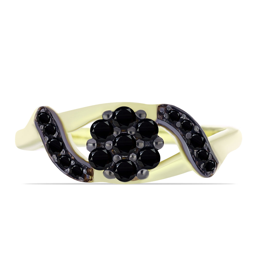 Inel din Argint 925 Placat cu Aur ( 2.02 grame ) cu Onix Negru Suwar 0.42 Carate