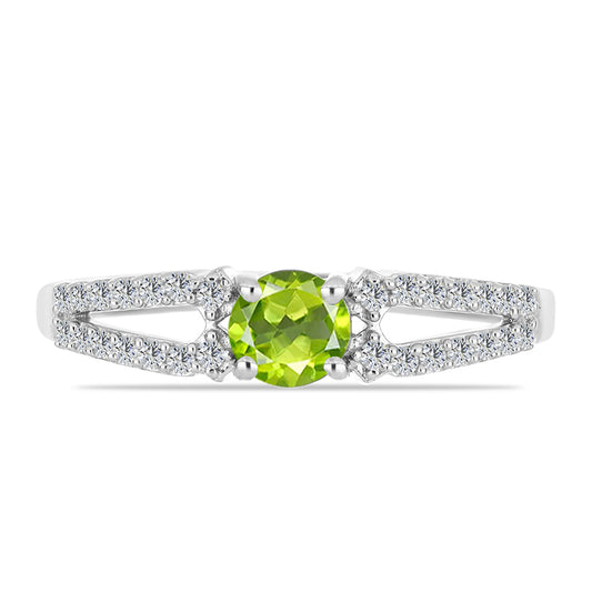 Inel din Argint 925 ( 1.98 grame ) cu Peridot Changbai și Topaz Alb 0.79 Carate