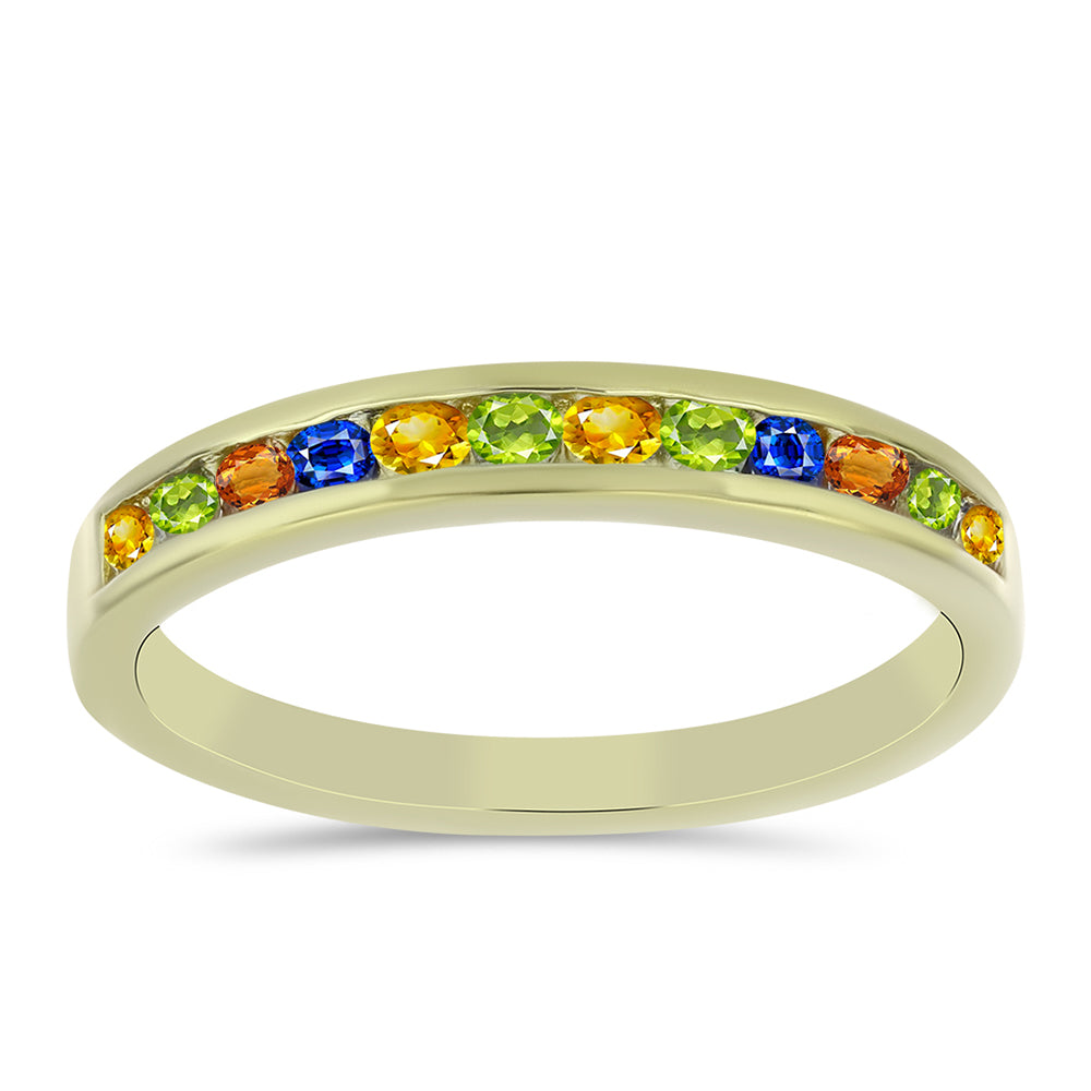 Inel din Argint 925 Placat cu Aur ( 1.92 grame ) cu Safir Rosebery Curcubeu 0.62 Carate 1 