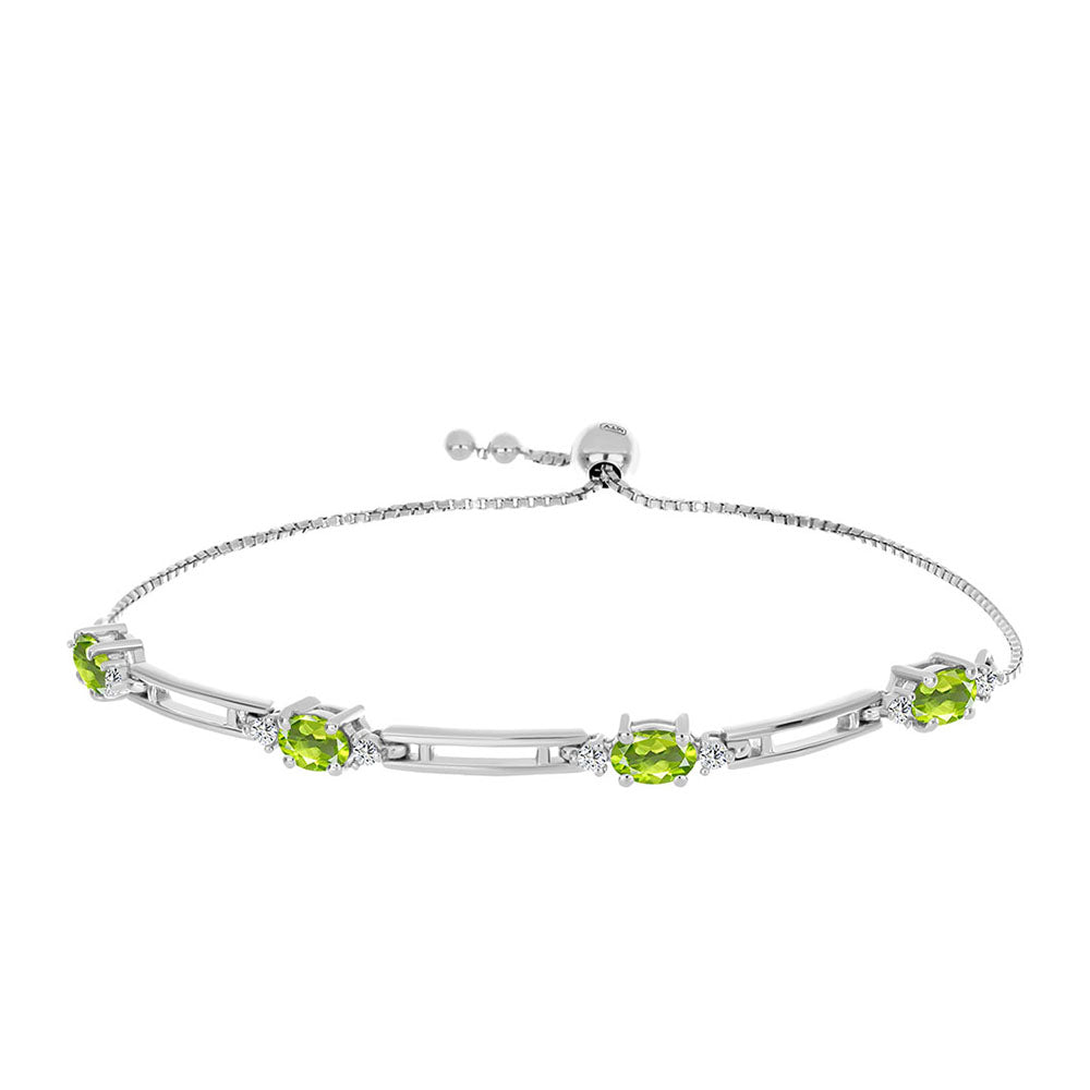 Brățară din Argint 925 ( 4.98 grame ) cu Peridot Changbai și Topaz Alb 2.34 Carate 1 