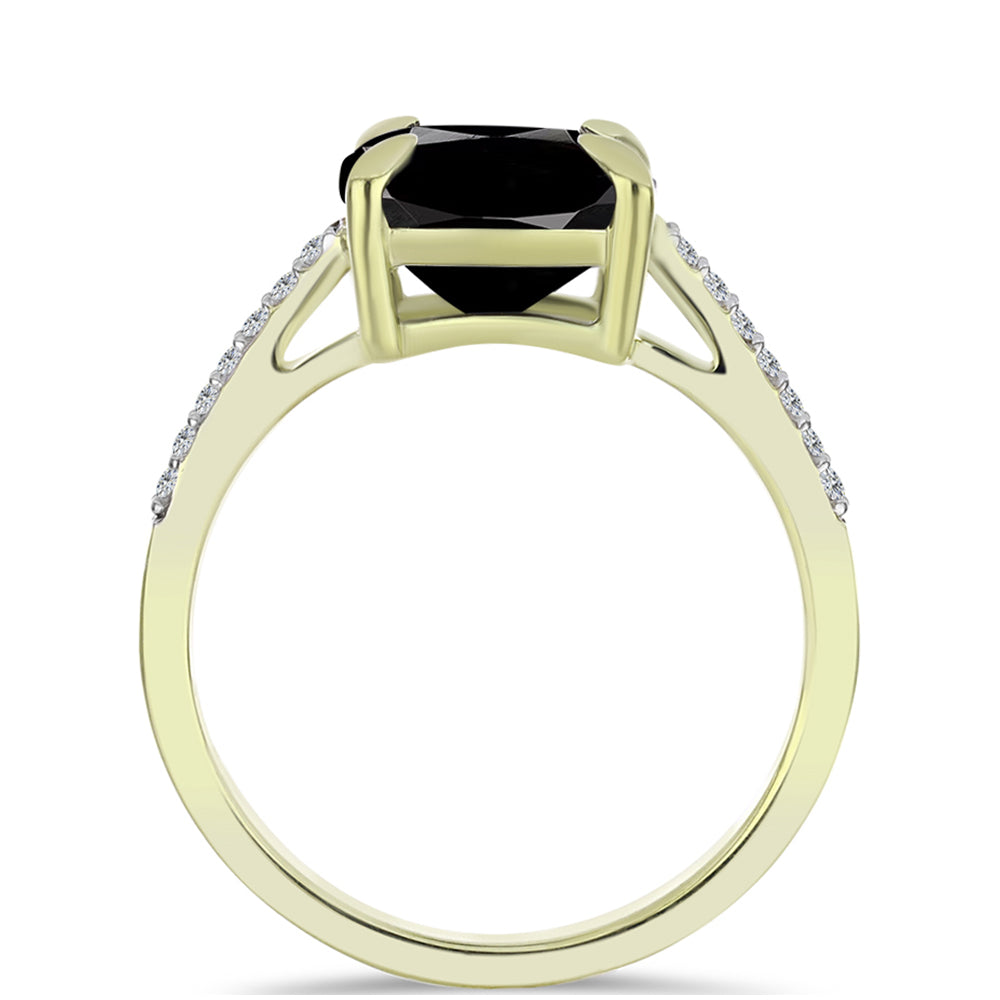 Inel din Argint 925 Placat cu Aur ( 2.27 grame ) cu Onix Negru Suwar și Topaz Alb 4.12 Carate 2 