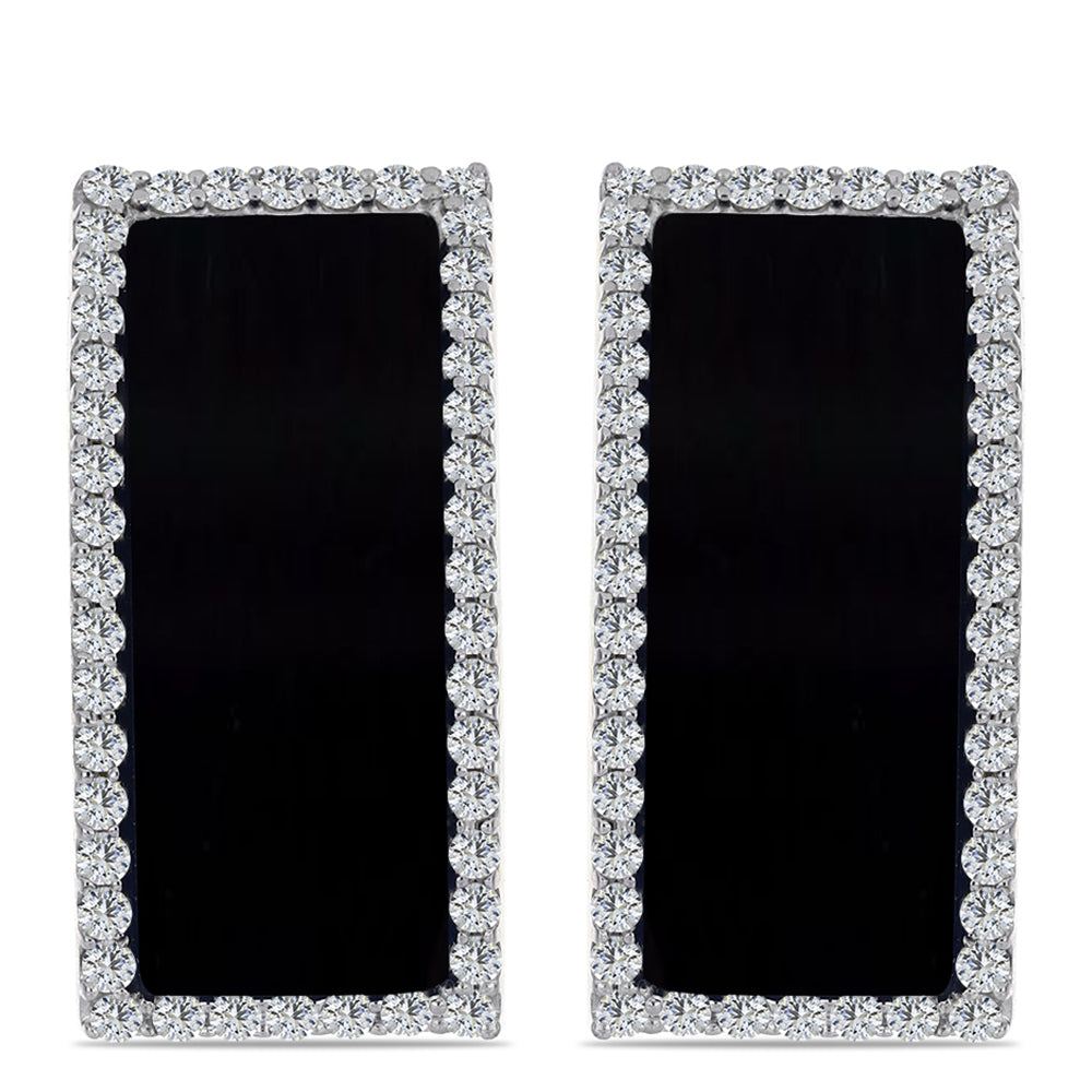 Cercei din Argint 925 Placat cu Aur ( 8.08 grame ) cu Onix Negru Suwar și Topaz Alb 11.07 Carate