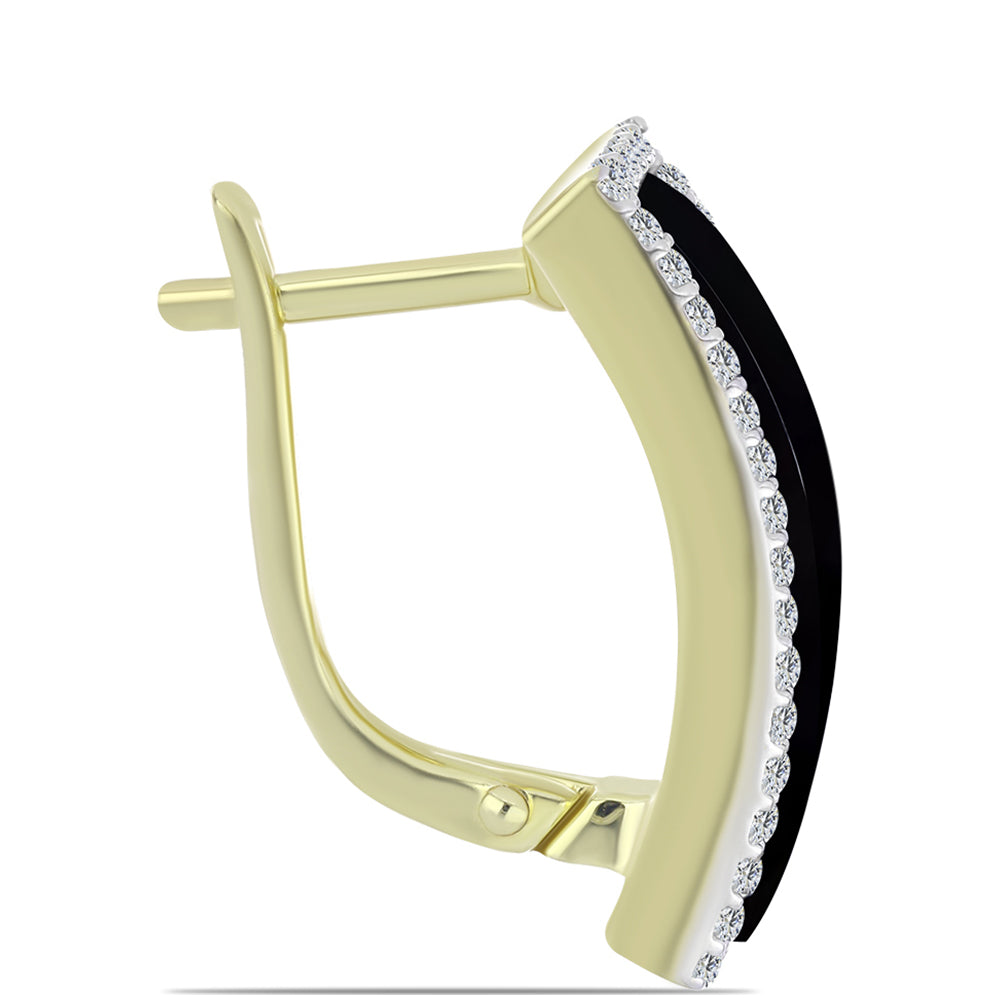 Cercei din Argint 925 Placat cu Aur ( 8.08 grame ) cu Onix Negru Suwar și Topaz Alb 11.07 Carate 2 
