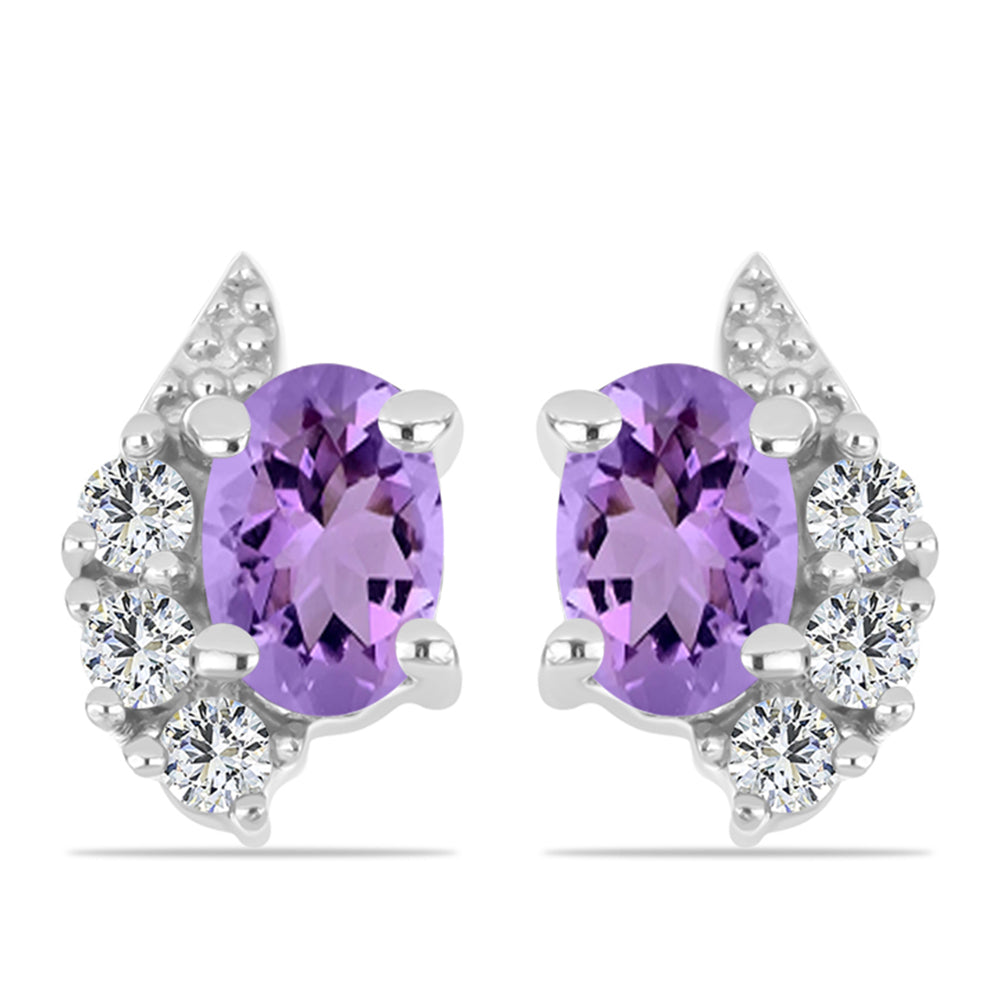 Cercei din Argint 925 ( 1.74 grame ) cu Ametist Rose de France și Topaz Alb 1.05 Carate