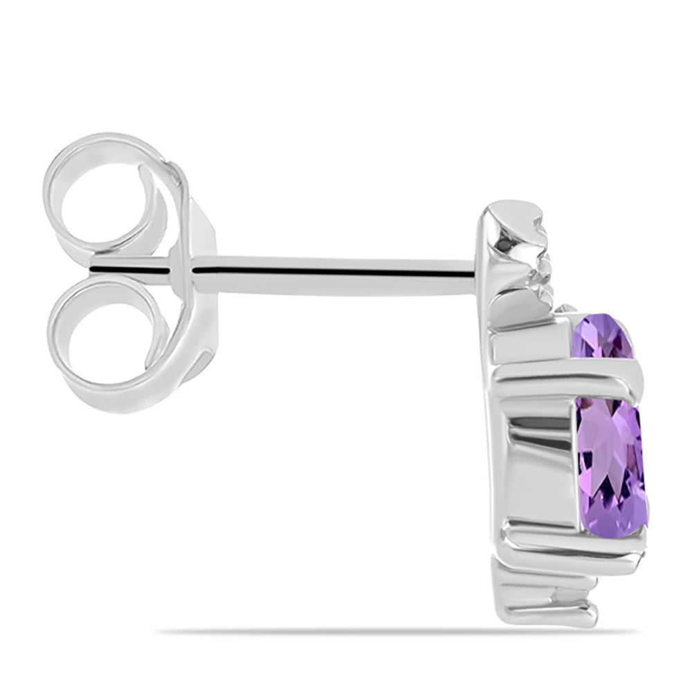 Cercei din Argint 925 ( 1.74 grame ) cu Ametist Rose de France și Topaz Alb 1.05 Carate 2 