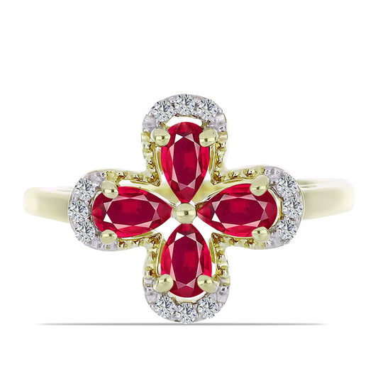 Inel din Argint 925 Placat cu Aur ( 2.69 grame ) cu Rubin Malagasy și Topaz Alb 1.41 Carate