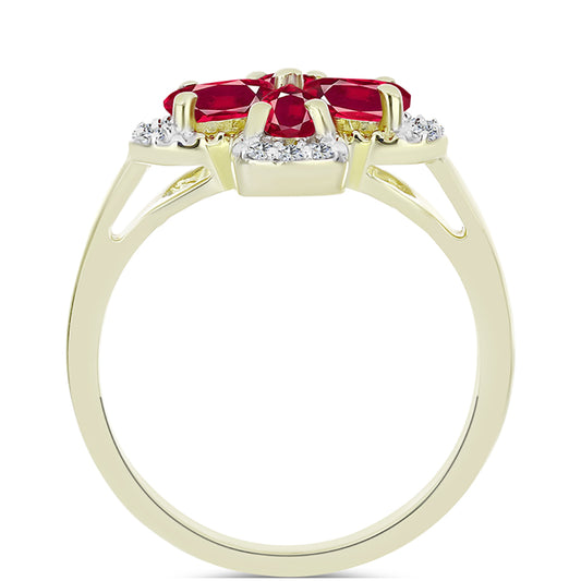 Inel din Argint 925 Placat cu Aur ( 2.69 grame ) cu Rubin Malagasy și Topaz Alb 1.41 Carate