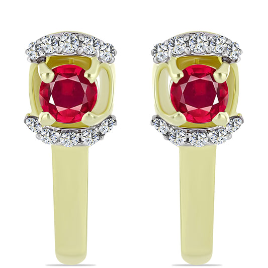 Cercei din Argint 925 Placat cu Aur ( 4.37 grame ) cu Rubin Malagasy și Topaz Alb 0.87 Carate