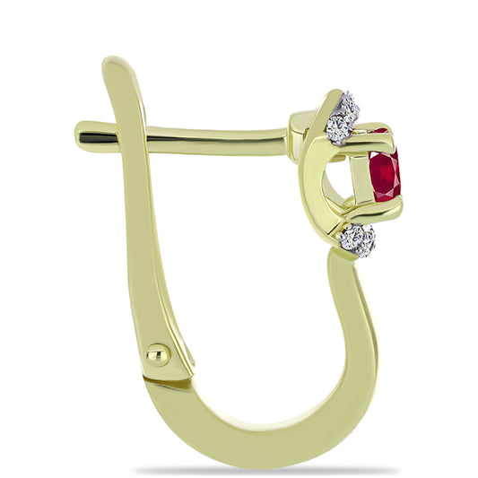 Cercei din Argint 925 Placat cu Aur ( 4.37 grame ) cu Rubin Malagasy și Topaz Alb 0.87 Carate