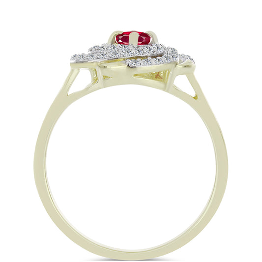 Inel din Argint 925 Placat cu Aur ( 2.96 grame ) cu Rubin Malagasy și Topaz Alb 0.75 Carate