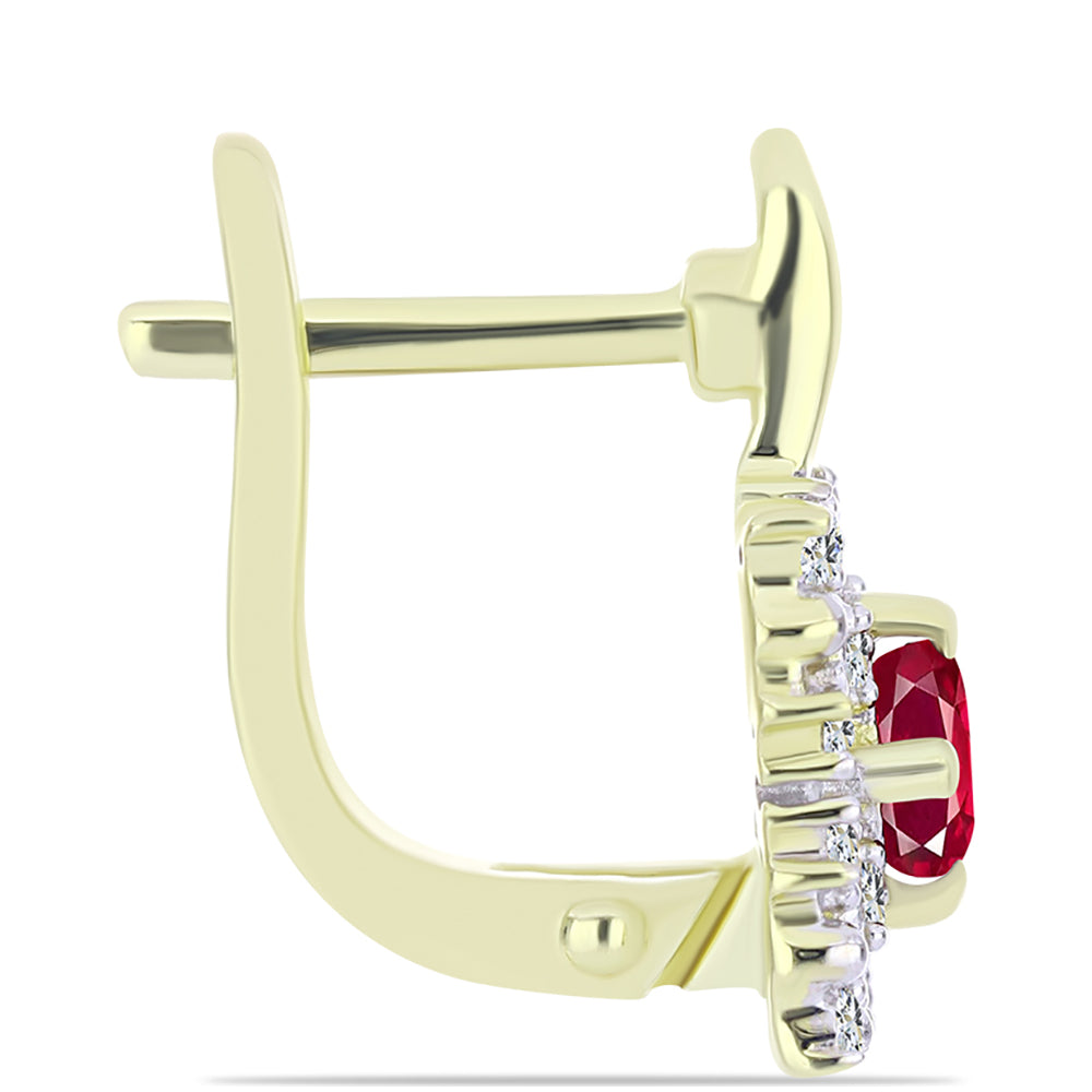 Cercei din Argint 925 Placat cu Aur ( 3.89 grame ) cu Rubin Malagasy și Topaz Alb 0.98 Carate 2 