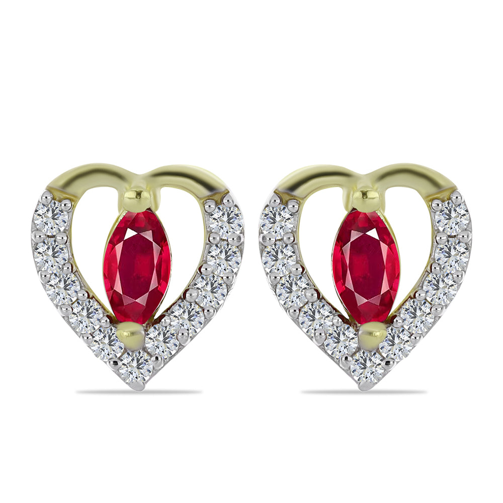 Cercei din Argint 925 Placat cu Aur ( 1.42 grame ) cu Rubin Malagasy și Topaz Alb 0.6 Carate