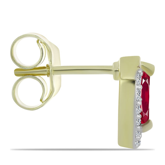 Cercei din Argint 925 Placat cu Aur ( 1.42 grame ) cu Rubin Malagasy și Topaz Alb 0.6 Carate