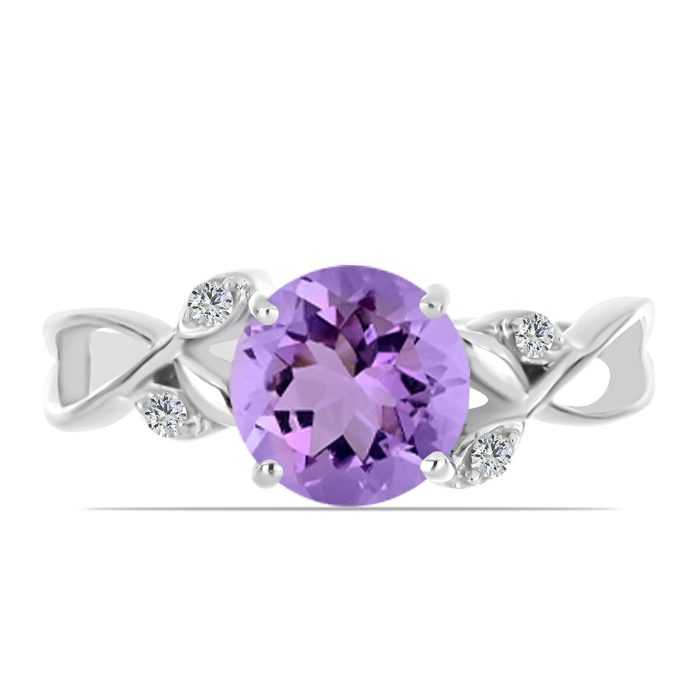 Inel din Argint 925 ( 2.18 grame ) cu Ametist Rose de France și Topaz Alb 1.65 Carate