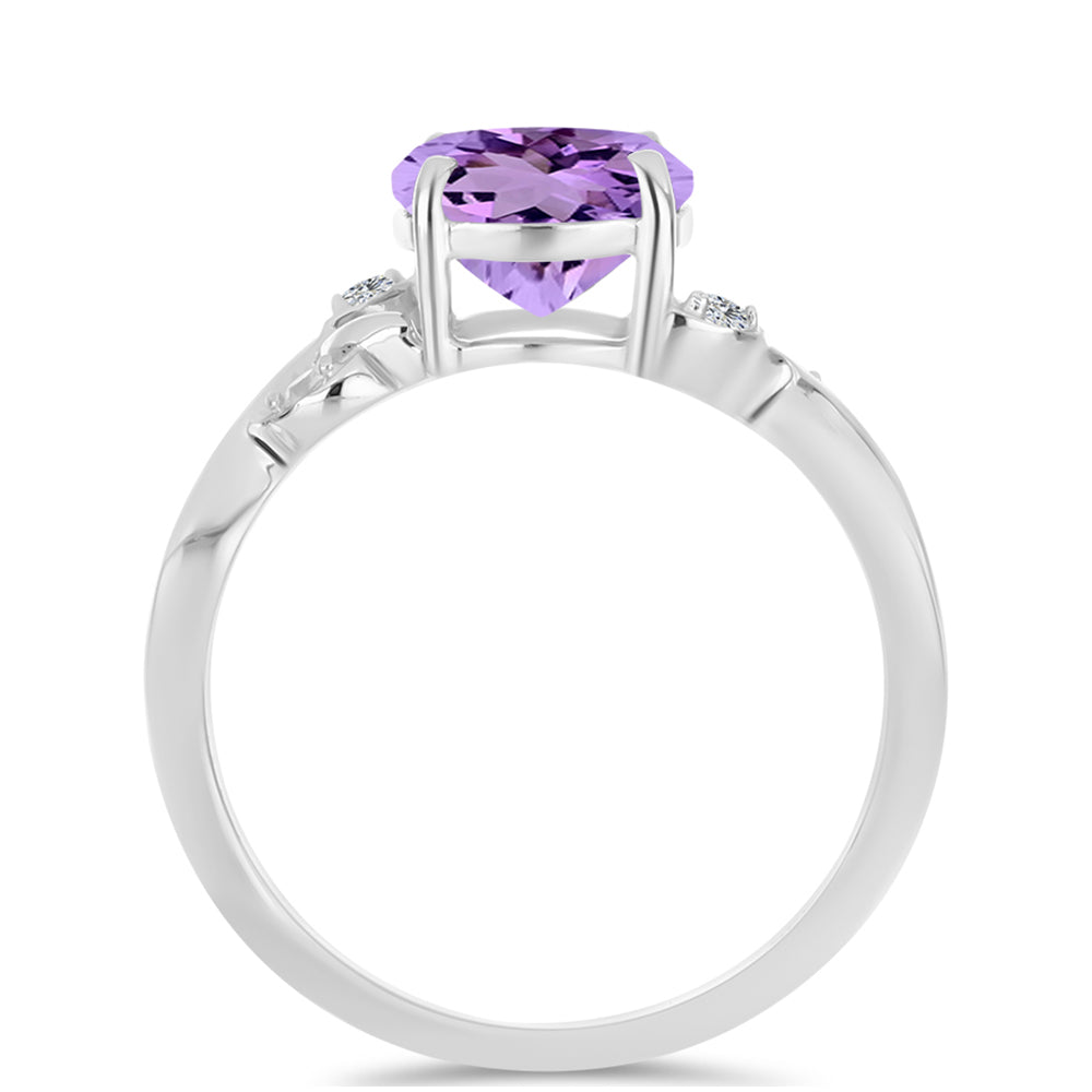 Inel din Argint 925 ( 2.18 grame ) cu Ametist Rose de France și Topaz Alb 1.65 Carate