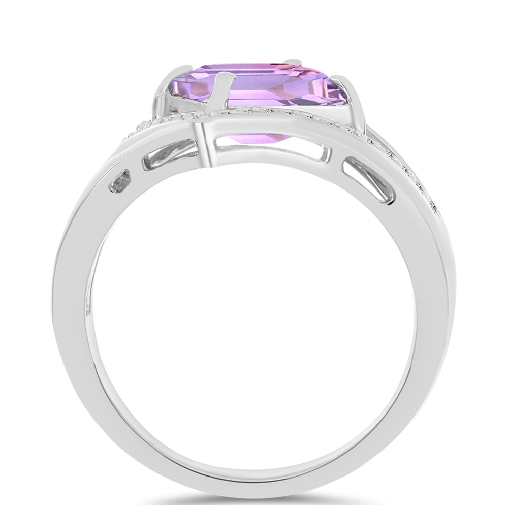 Inel din Argint 925 ( 4.5 grame ) cu Ametist Rose de France și Topaz Alb 2.25 Carate