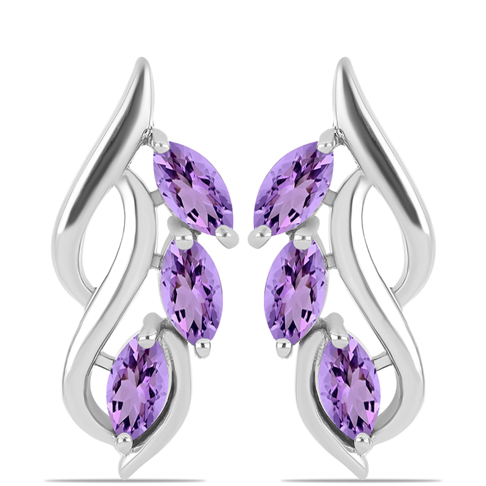 Cercei din Argint 925 ( 5.1 grame ) cu Ametist Rose de France 1.23 Carate 1 