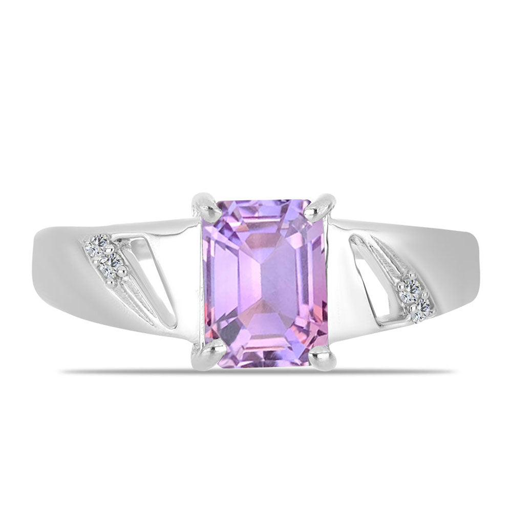 Inel din Argint 925 ( 2.79 grame ) cu Ametist Rose de France și Topaz Alb 1.43 Carate 1 