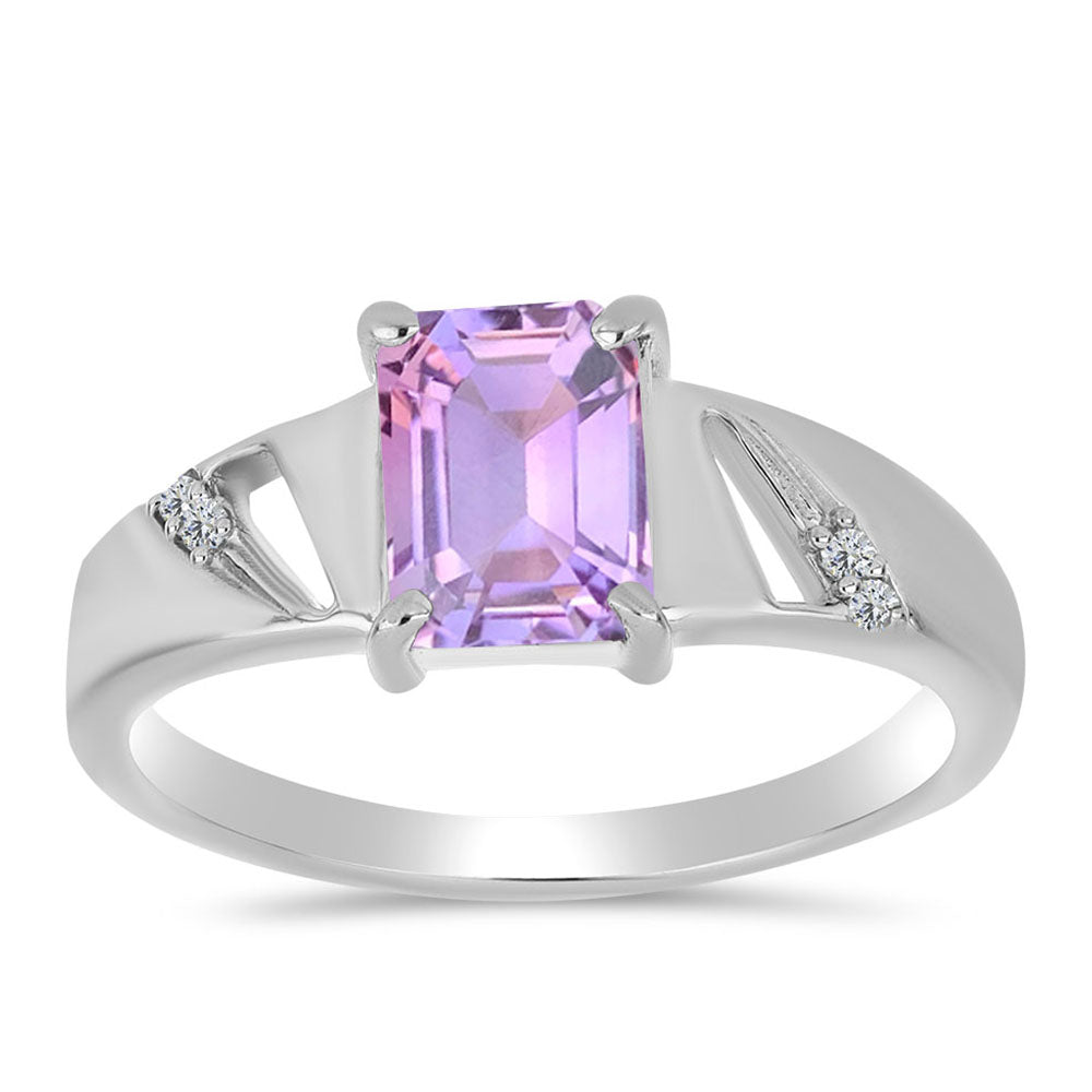 Inel din Argint 925 ( 2.79 grame ) cu Ametist Rose de France și Topaz Alb 1.43 Carate 3 