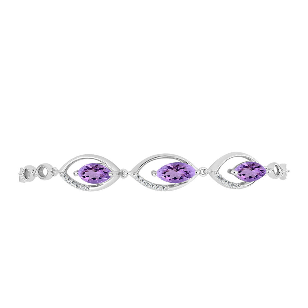 Brățară din Argint 925 ( 6.42 grame ) cu Ametist Rose de France și Topaz Alb 2.79 Carate