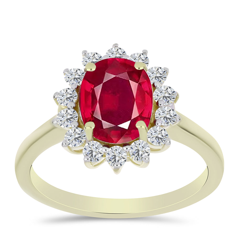 Inel din Argint 925 Placat cu Aur ( 2.35 grame ) cu Rubin Malagasy și Topaz Alb 3.01 Carate