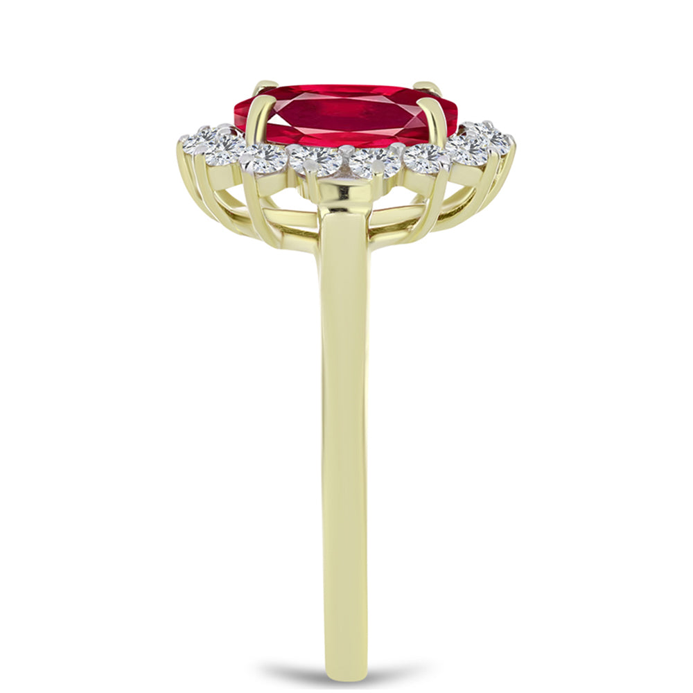 Inel din Argint 925 Placat cu Aur ( 2.35 grame ) cu Rubin Malagasy și Topaz Alb 3.01 Carate 4 