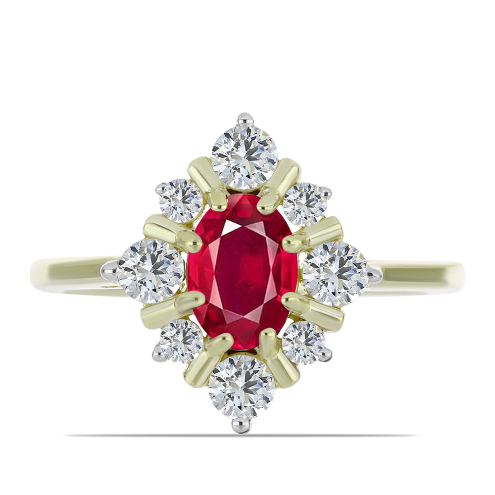 Inel din Argint 925 Placat cu Aur ( 2.44 grame ) cu Rubin Malagasy și Topaz Alb 1.73 Carate 1 