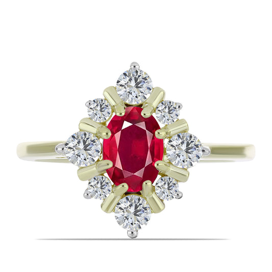 Inel din Argint 925 Placat cu Aur ( 2.44 grame ) cu Rubin Malagasy și Topaz Alb 1.73 Carate