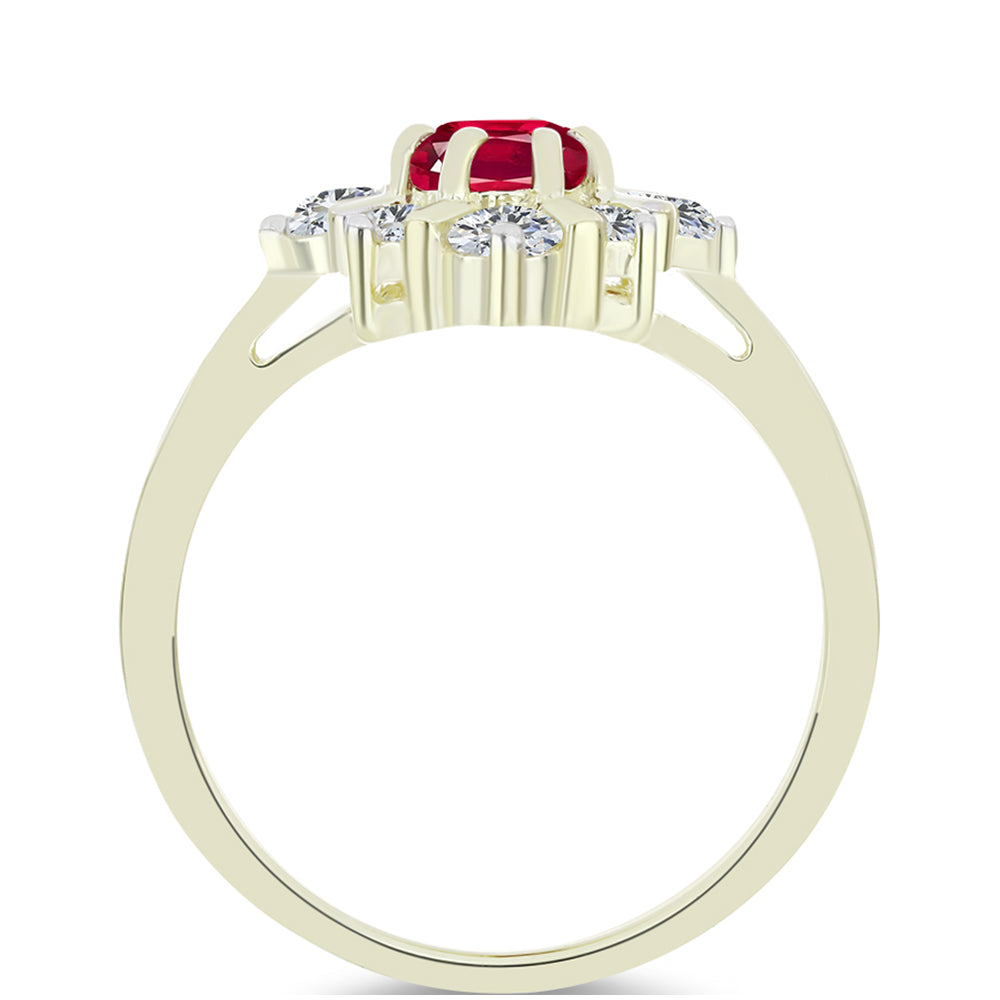 Inel din Argint 925 Placat cu Aur ( 2.44 grame ) cu Rubin Malagasy și Topaz Alb 1.73 Carate 2 