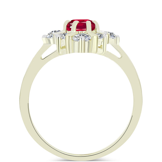 Inel din Argint 925 Placat cu Aur ( 2.44 grame ) cu Rubin Malagasy și Topaz Alb 1.73 Carate