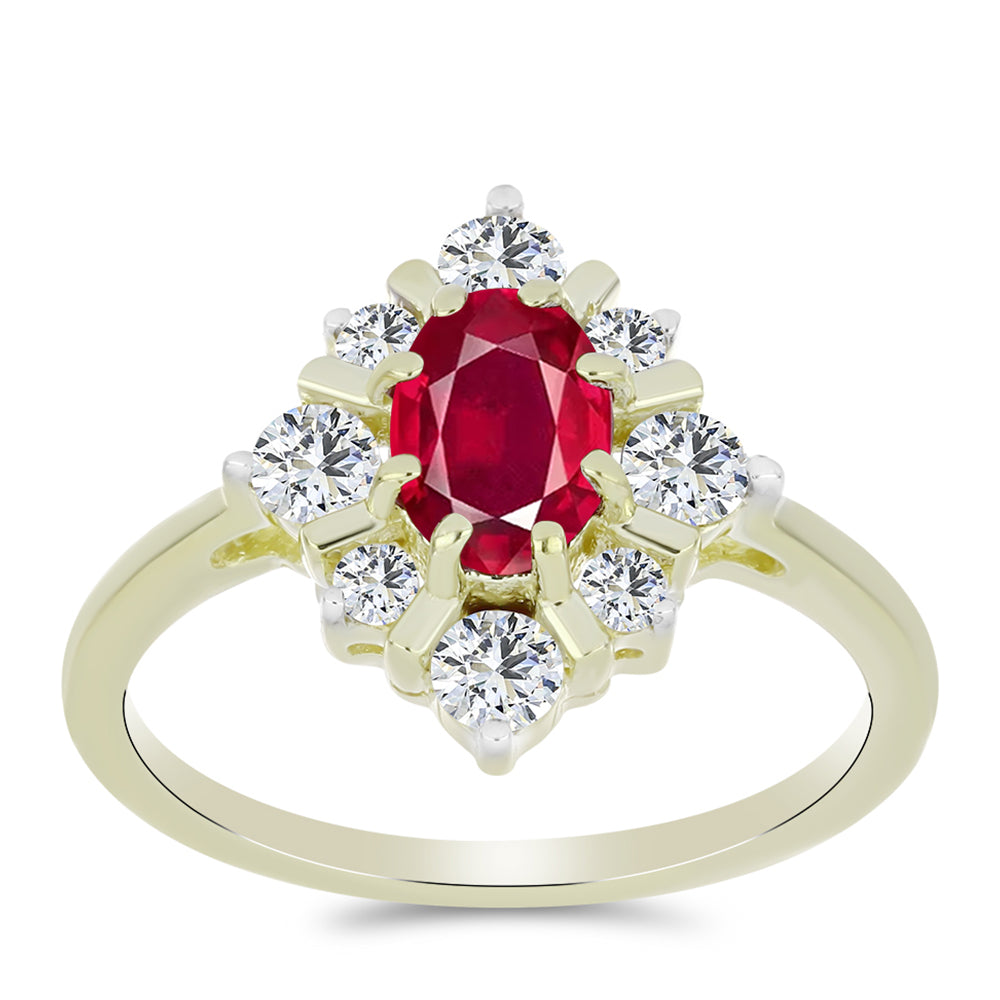 Inel din Argint 925 Placat cu Aur ( 2.44 grame ) cu Rubin Malagasy și Topaz Alb 1.73 Carate 3 