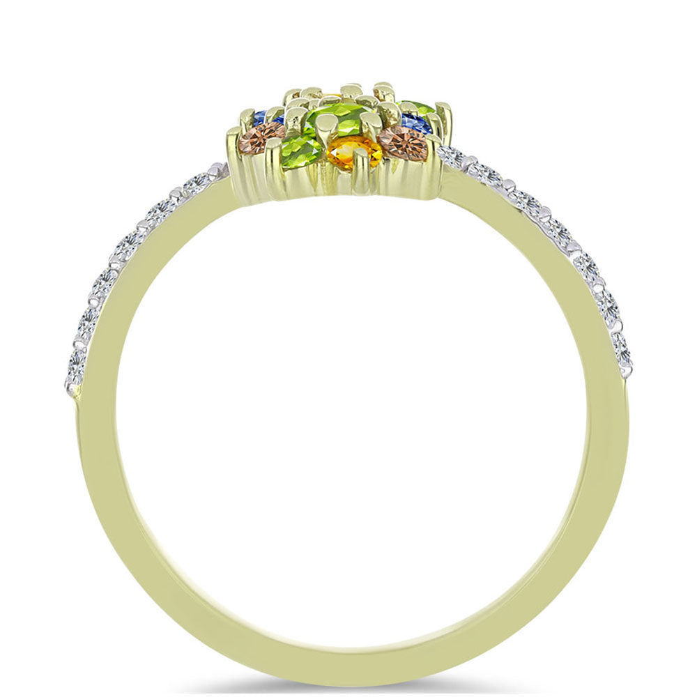 Inel din Argint 925 Placat cu Aur ( 2.48 grame ) cu Safir Rosebery Curcubeu și Topaz Alb 1.16 Carate 2 
