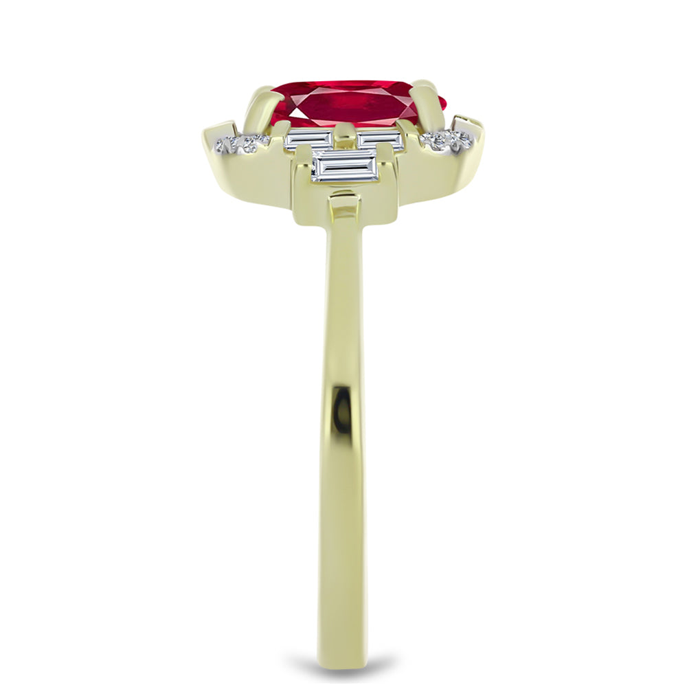 Inel din Argint 925 Placat cu Aur ( 2.44 grame ) cu Rubin Malagasy și Zircon Alb 2.03 Carate 4 