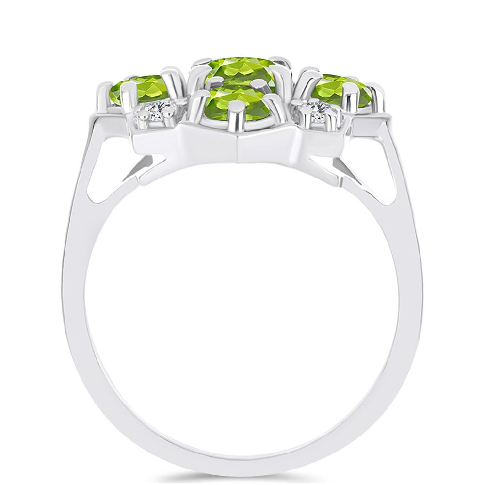 Inel din Argint 925 ( 3.51 grame ) cu Peridot Changbai și Topaz Alb 2.13 Carate