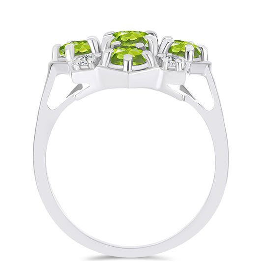Inel din Argint 925 ( 3.51 grame ) cu Peridot Changbai și Topaz Alb 2.13 Carate