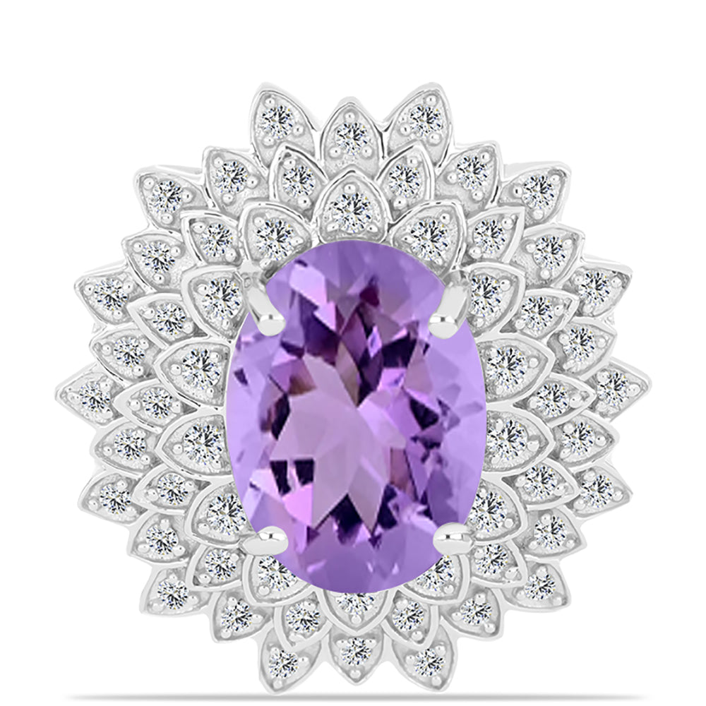 Inel din Argint 925 ( 6.37 grame ) cu Ametist Rose de France și Topaz Alb 5.86 Carate