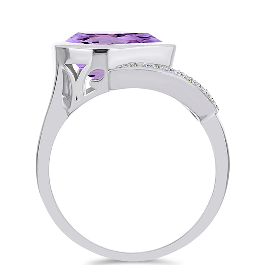 Inel din Argint 925 ( 5.09 grame ) cu Ametist Rose de France și Topaz Alb 4.15 Carate