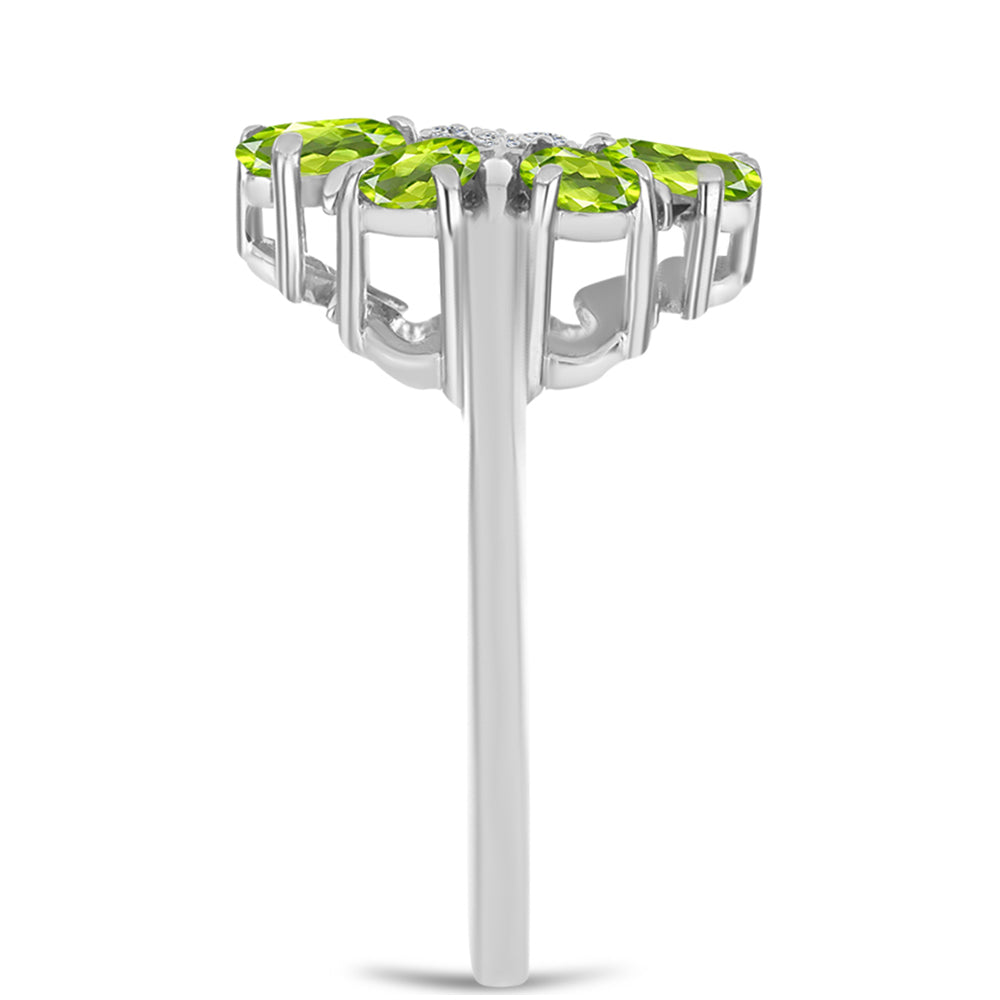 Inel din Argint 925 ( 3.49 grame ) cu Peridot Changbai și Topaz Alb 1.7 Carate 4 