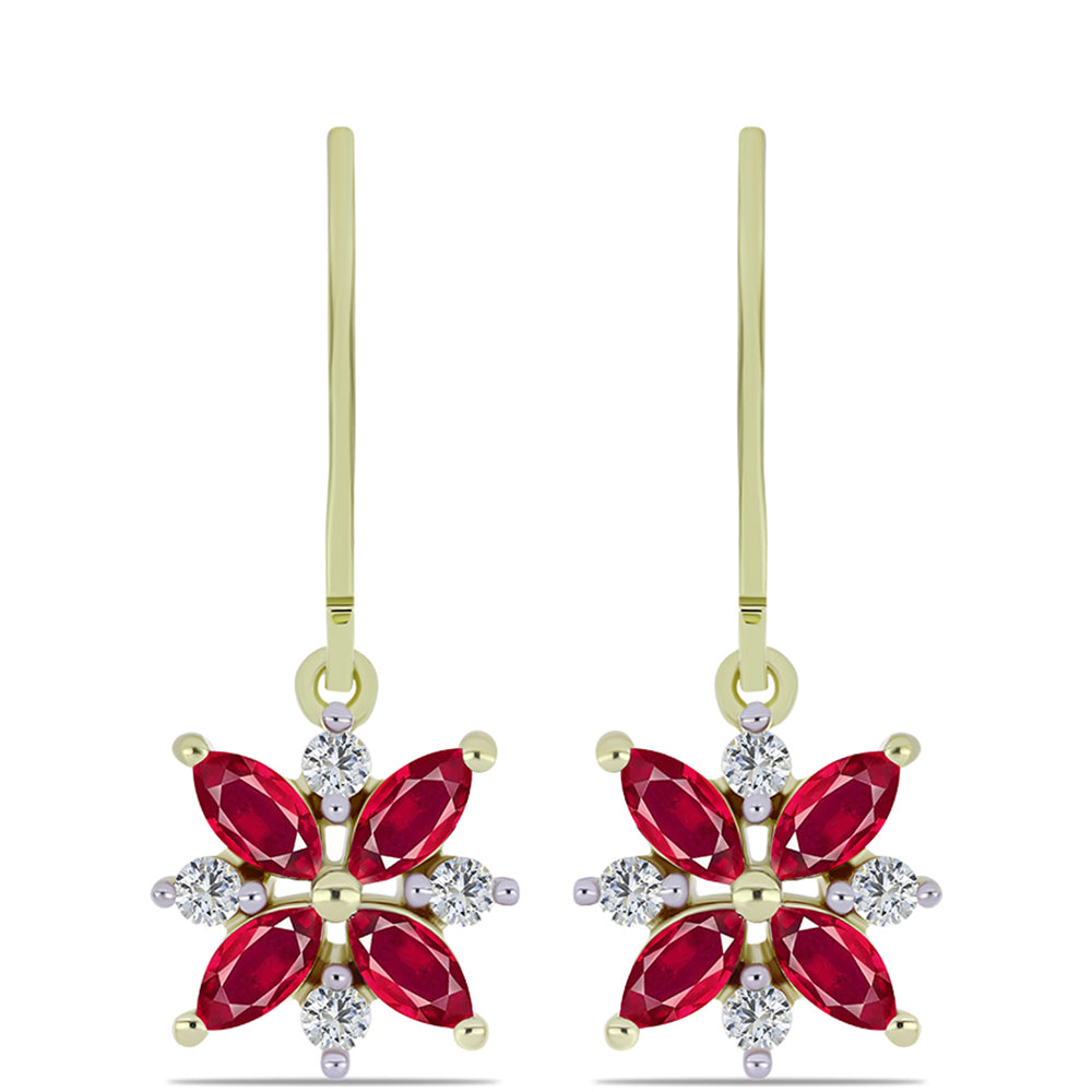 Cercei din Argint 925 Placat cu Aur ( 2.35 grame ) cu Rubin Malagasy și Topaz Alb 2.05 Carate