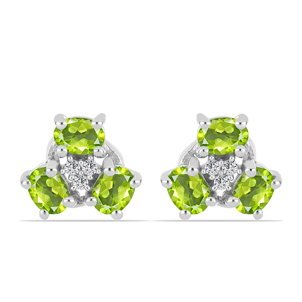 Cercei din Argint 925 ( 1.63 grame ) cu Peridot Changbai și Topaz Alb 1.21 Carate