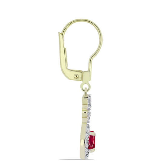 Cercei din Argint 925 Placat cu Aur ( 2.32 grame ) cu Rubin Malagasy și Topaz Alb 1.71 Carate