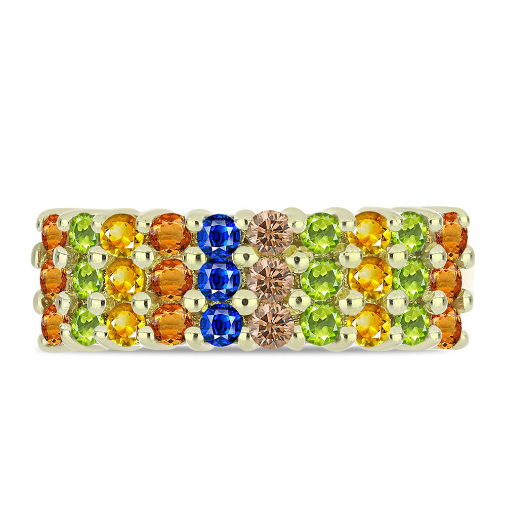 Inel din Argint 925 Placat cu Aur ( 3.56 grame ) cu Safir Rosebery Curcubeu 1.33 Carate 2 
