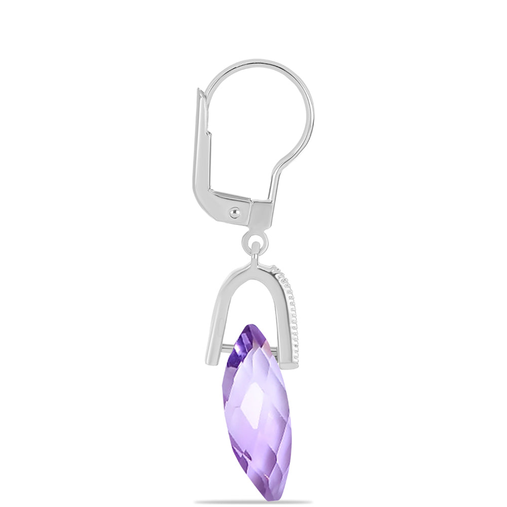 Cercei din Argint 925 ( 1.98 grame ) cu Ametist Rose de France și Topaz Alb 10.25 Carate 2 