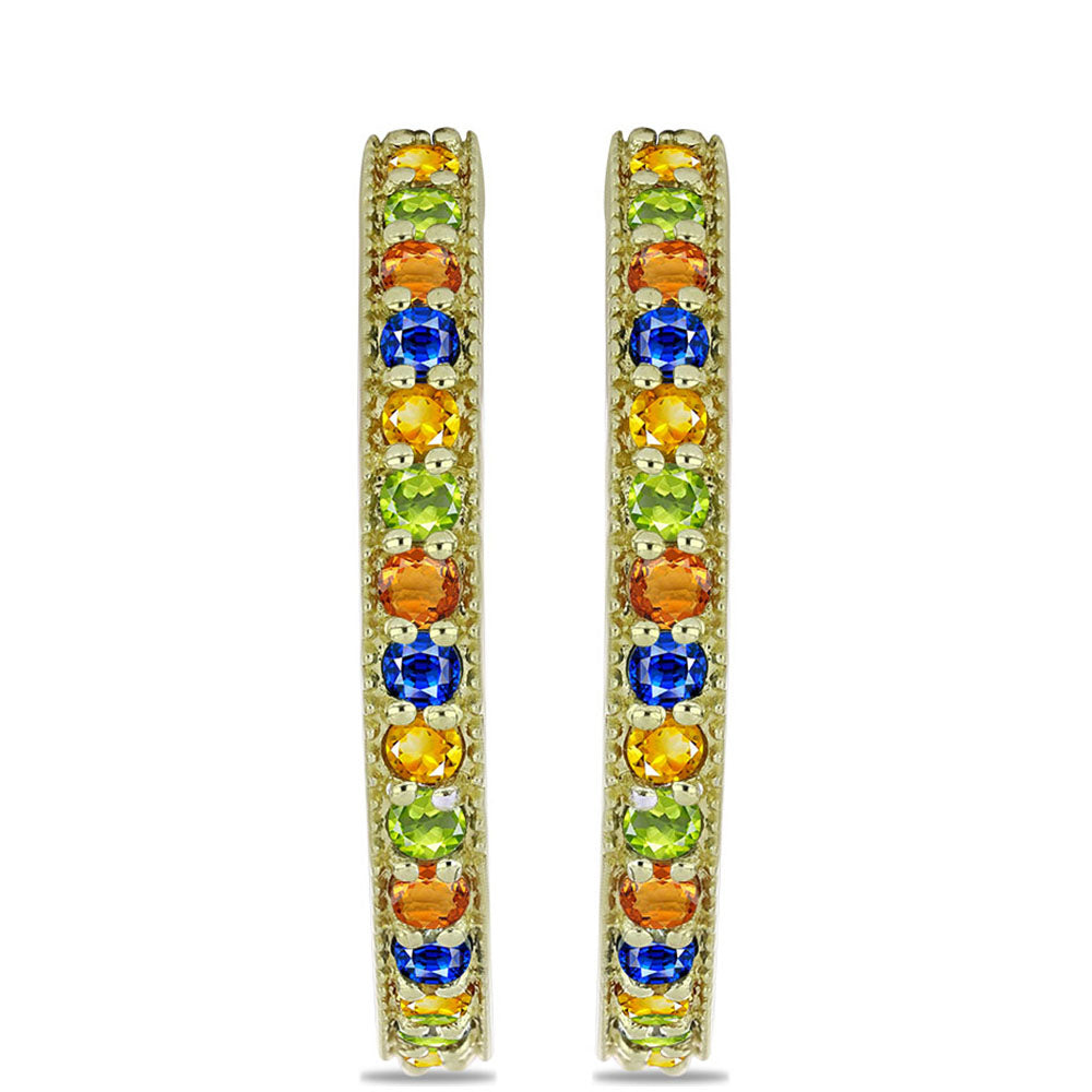Cercei din Argint 925 Placat cu Aur ( 3.79 grame ) cu Safir Rosebery Curcubeu 1.97 Carate 1 